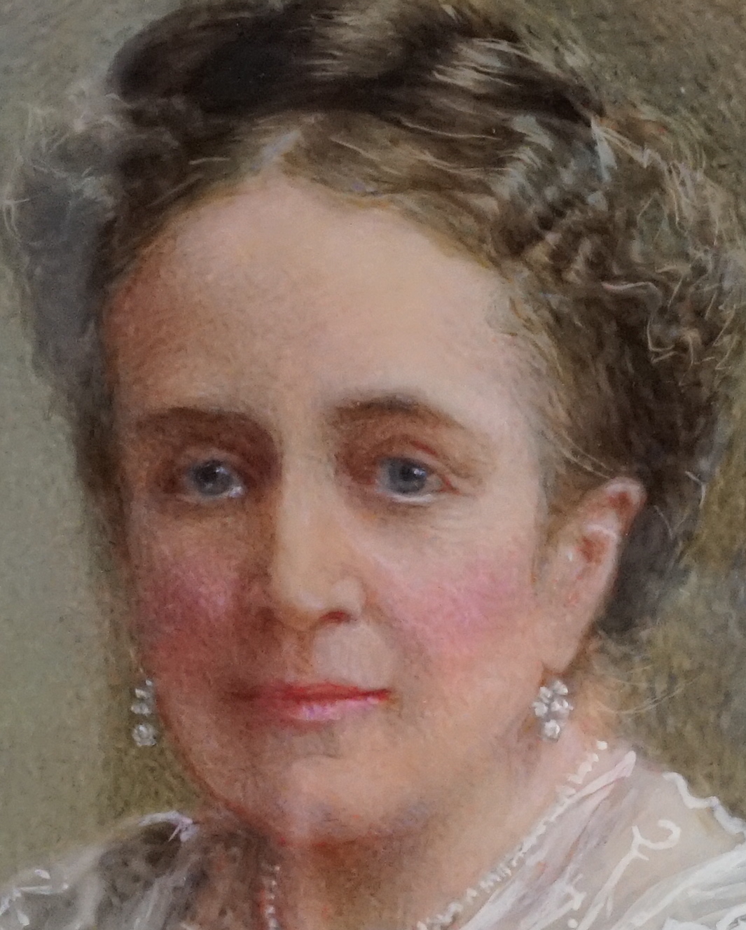 English School circa 1890 , Portrait miniatures of Lady Catherine Maria Arbuthnott and her daughter Josette Eliza Jane (Arbuthnot) Wollaston, watercolour on ivory, 8.5 x 7cm. CITES Submission reference K8681T3D